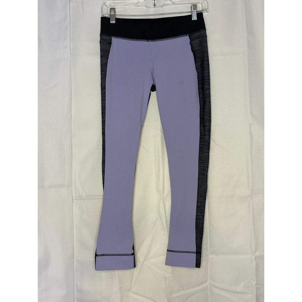Lululemon Size 6‎ Purple Gray Colorblock Crop Leggings Yoga Running Pants 27x27